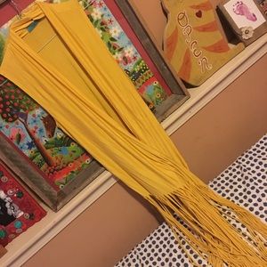 Yellow fringe long, sleeveless vest
